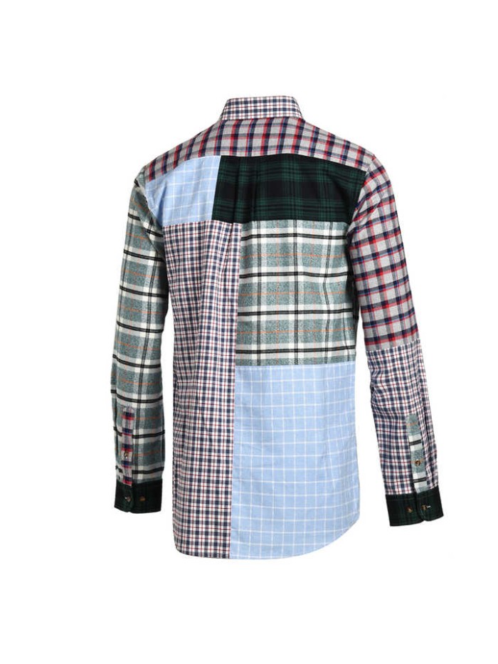 Mens Casual Long Sleeve Dress Shirt Quick Dry Sustainable Print Patchwork Anti-Wrinkle Anti-Pilling Anti-Shrink