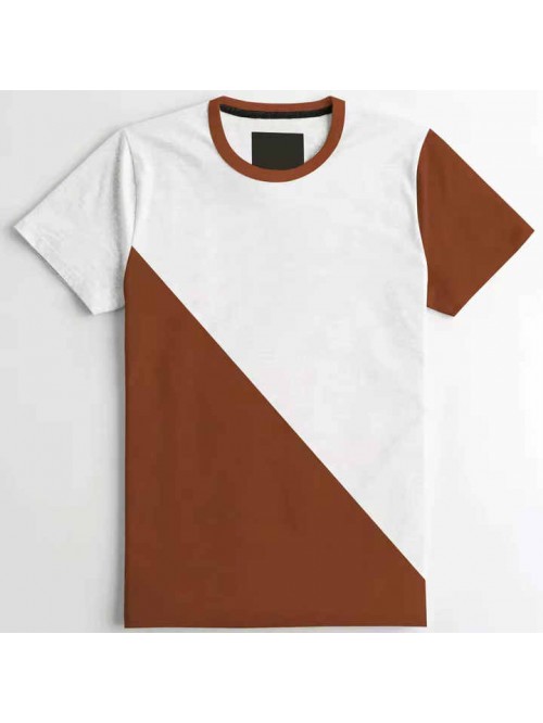 Brown White Two Colors Men's Short Sleeve O-neck T...