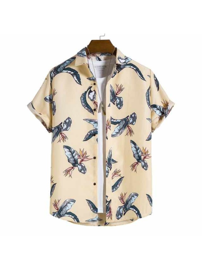 Hawaiian Mens shirt Vintage Feather 3d Print Shirts for Men Oversized Short Sleeve Loose Tee Shirt Clothing