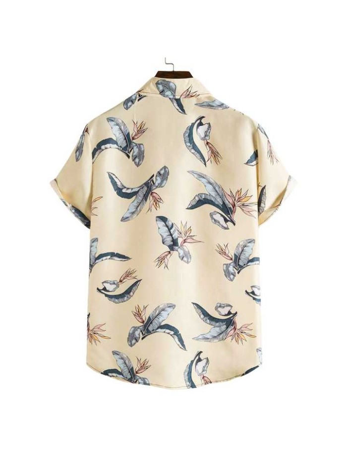 Hawaiian Mens shirt Vintage Feather 3d Print Shirts for Men Oversized Short Sleeve Loose Tee Shirt Clothing