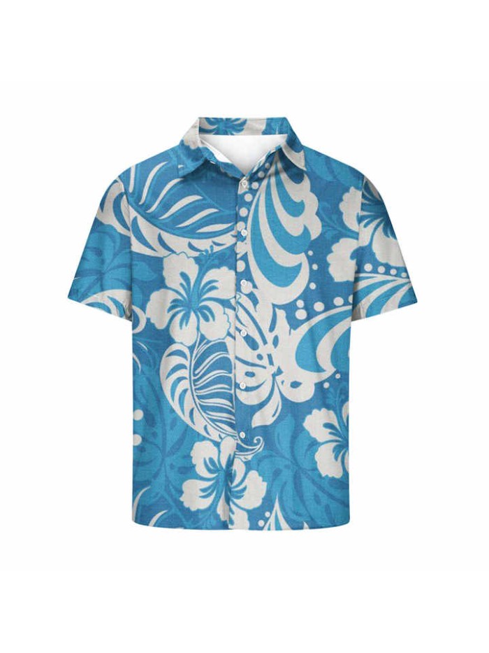 Summer Short-sleeved Stretch Print Casual Mens shirt