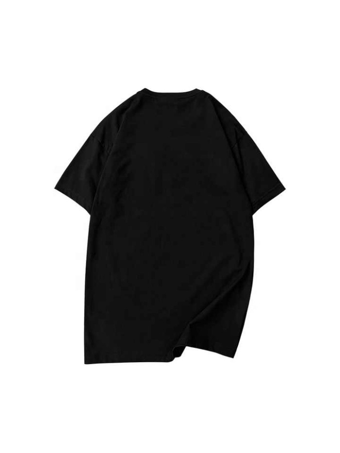 100% Cotton Round Neck 180gsm Black Slim Fit Blank Tshirt With Screen Printing Mens Tshirt