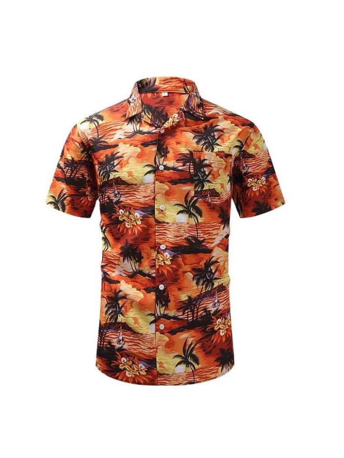 High Quality Men's Hawaiian Shirt  Sublimation Printed Short Sleeve Hawaiian Beach Casual Shirt