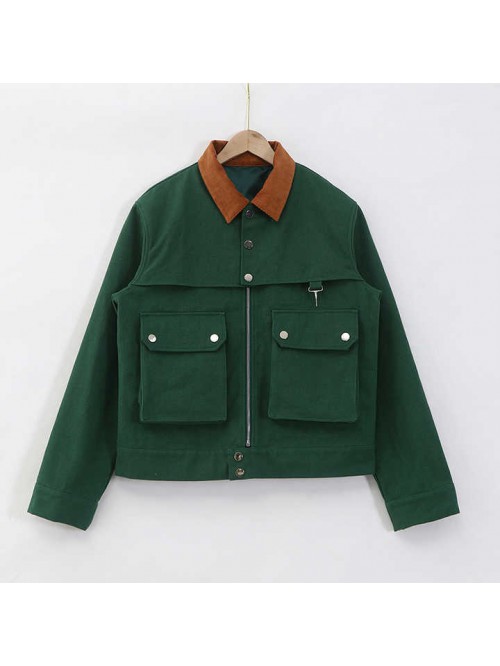 Men's New Fashion Olive Green Plain Winter 100% Co...